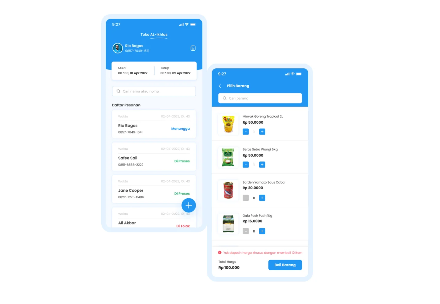 Tampilan aplikasi Mobile Ecommerce Al-Ikhlas